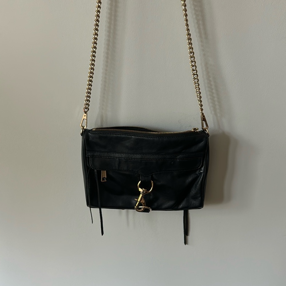 RebeccaMinkoff black leather full size cross body